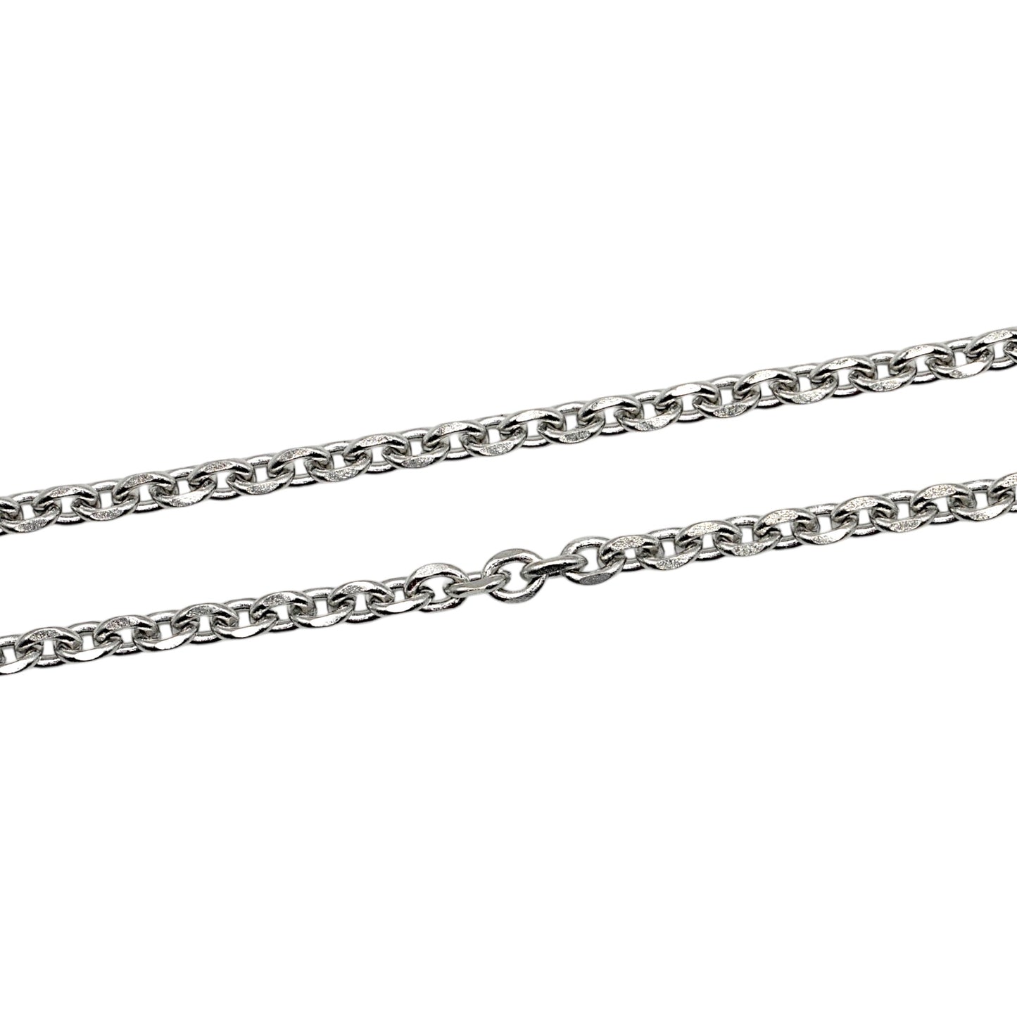 Lot de 10 chaînes en acier inoxydable argenté 65 cm modèle 28 — Taille du maillon 0.4 cm