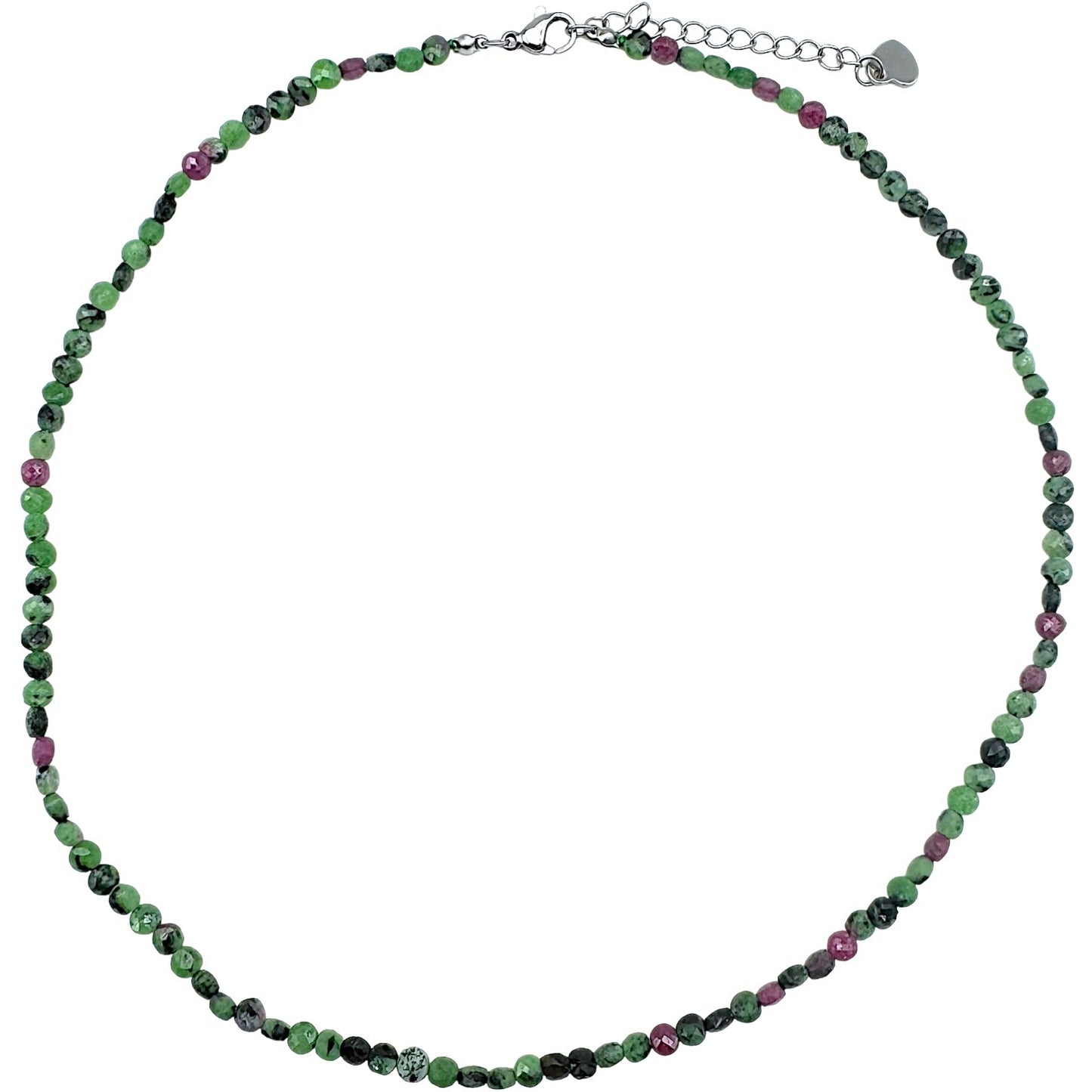 Collier Rubis sur zoisite rond plat 4mm acier inoxydable doré/argenté