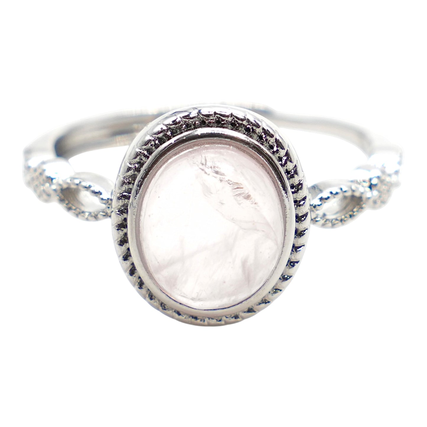 Rhodium-plated brass ring & natural stone (Adjustable) #6