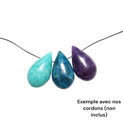 Pendentif goutte lépidolite percé sur le côté