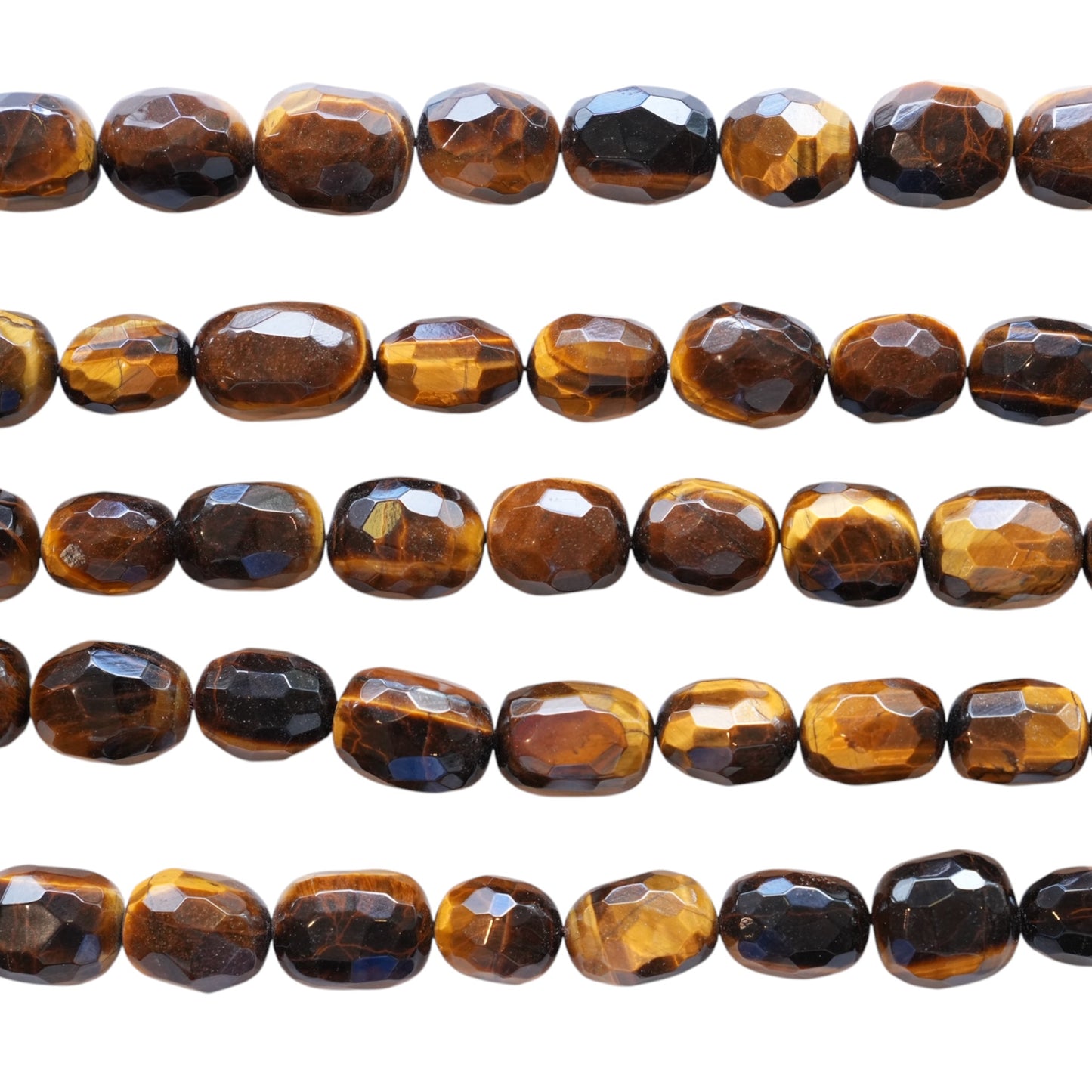 Fil de perle forme libre 13x18 mm ovale facetté Oeil de tigre (référence 71)