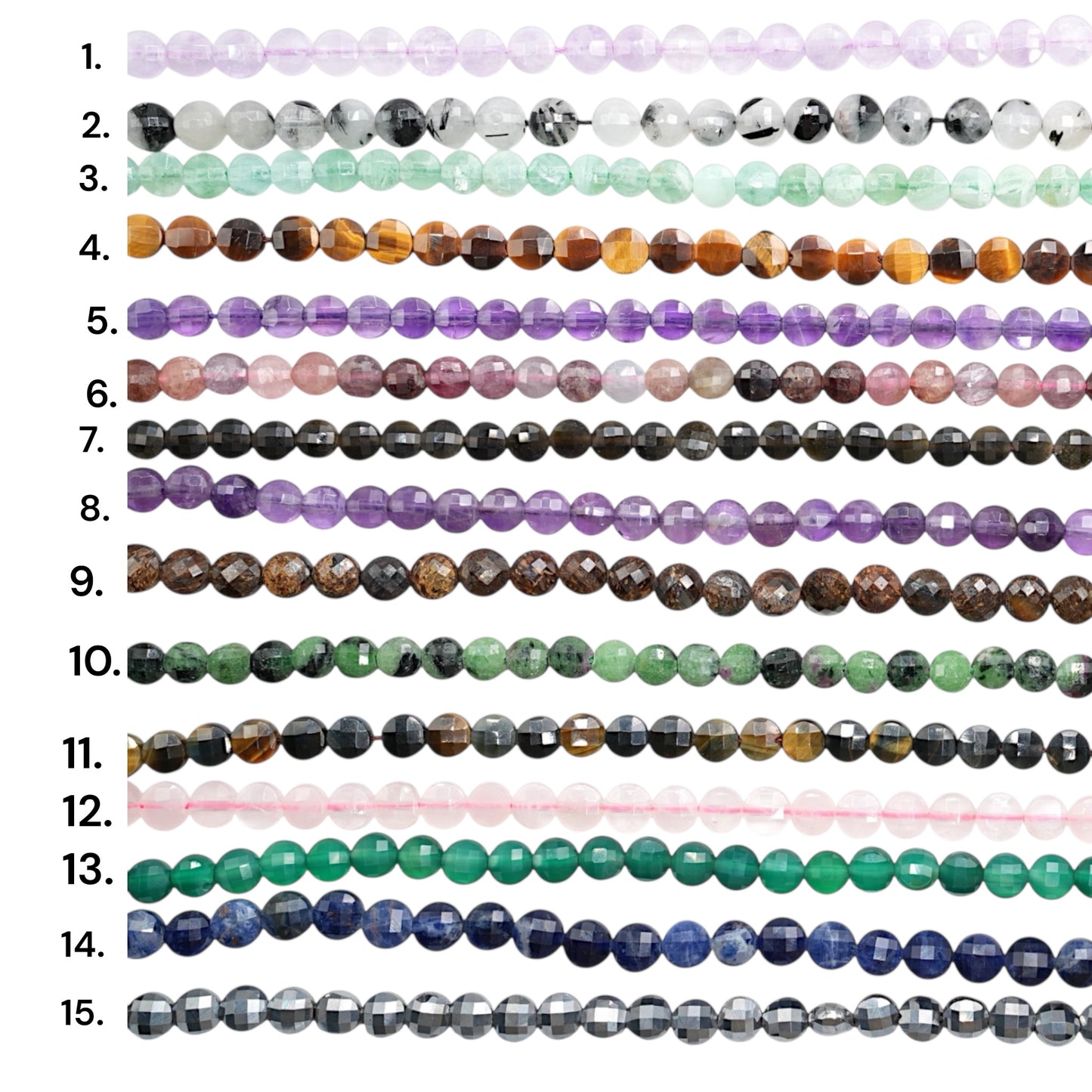 Fil de perle en rond facetté 6 mm (15 pierres disponible)