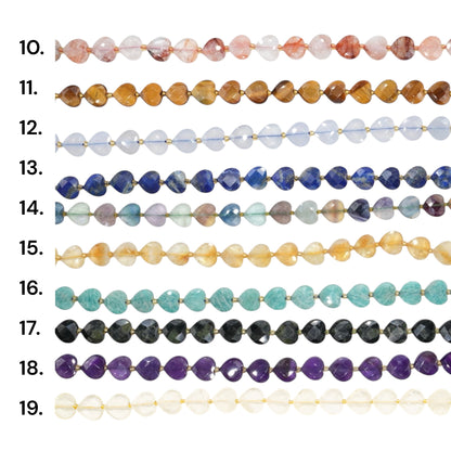 Fil de coeur facetté en pierre naturelle 12 mm (21 pierres disponible)