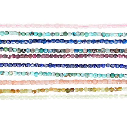 Fil de perles cube facetté 4x4 mm (40 pierres disponibles)