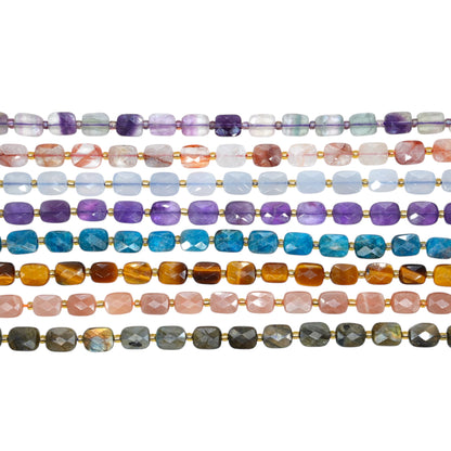 Fil de perles rectangulaire facetté 8x10 mm (16 pierres disponibles)