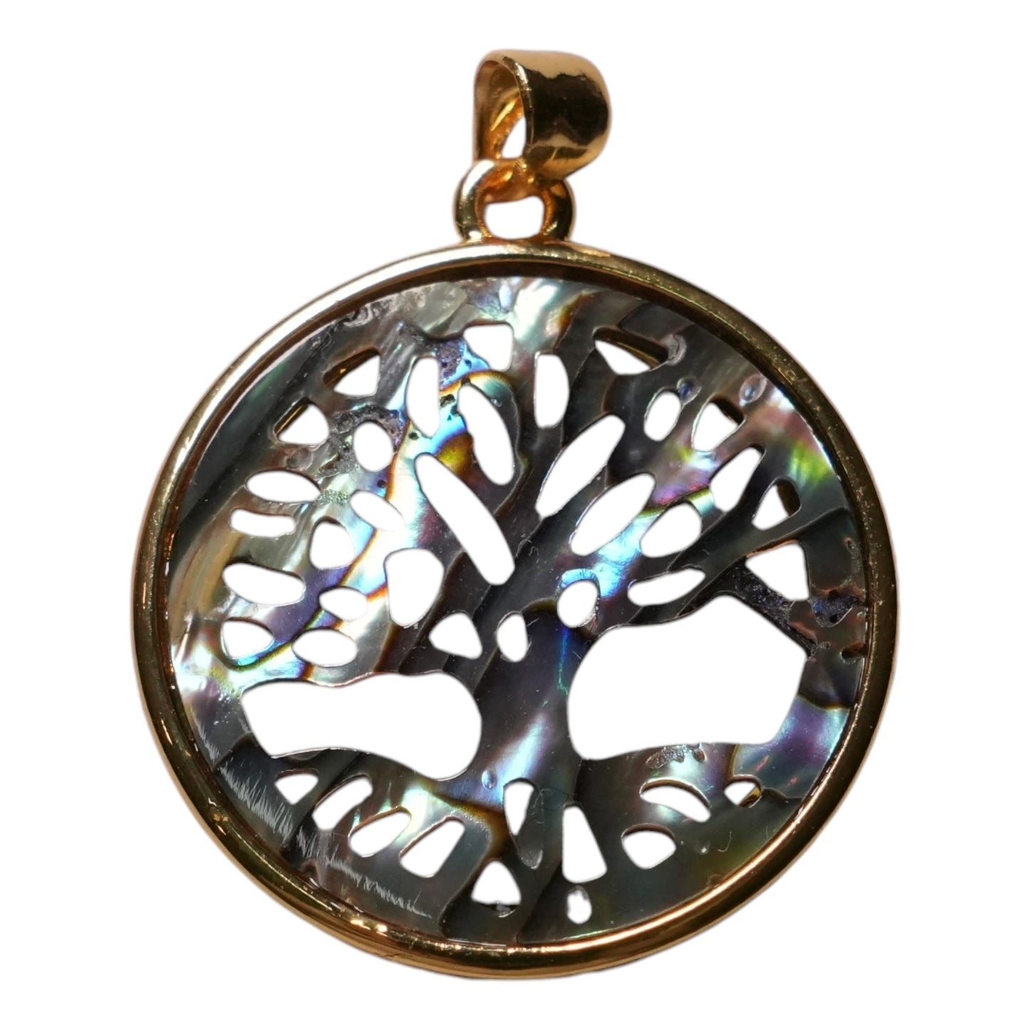 Pendentif Arbre de vie nacre/abalone 2,5 cm