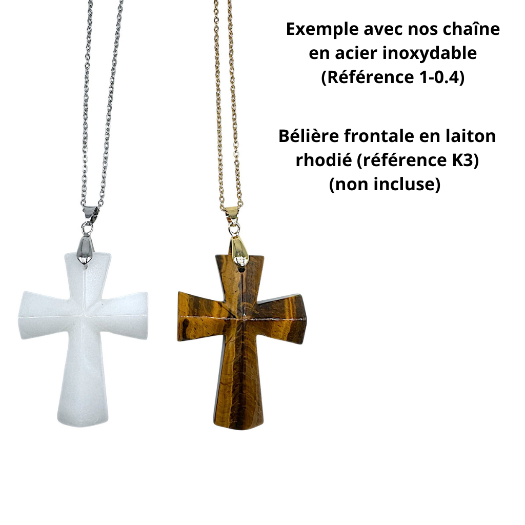 Pendentif croix en pierre naturelle (bélière non incluse)