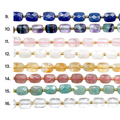 Fil de perles rectangulaire facetté 8x10 mm (16 pierres disponibles)