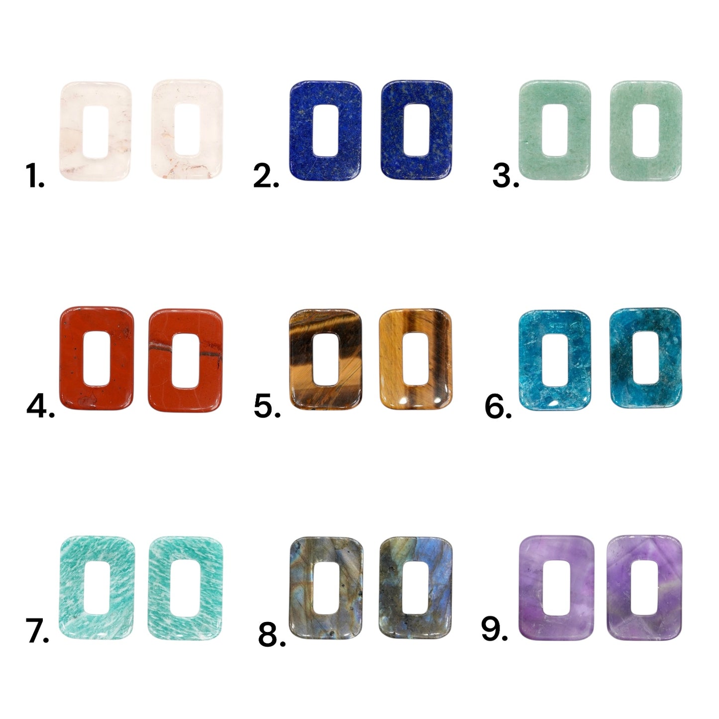 Lot de 2 charm’s forme rectangulaire arrondie pour boucle d’oreille (Créole non comprise) (2 tailles disponible)