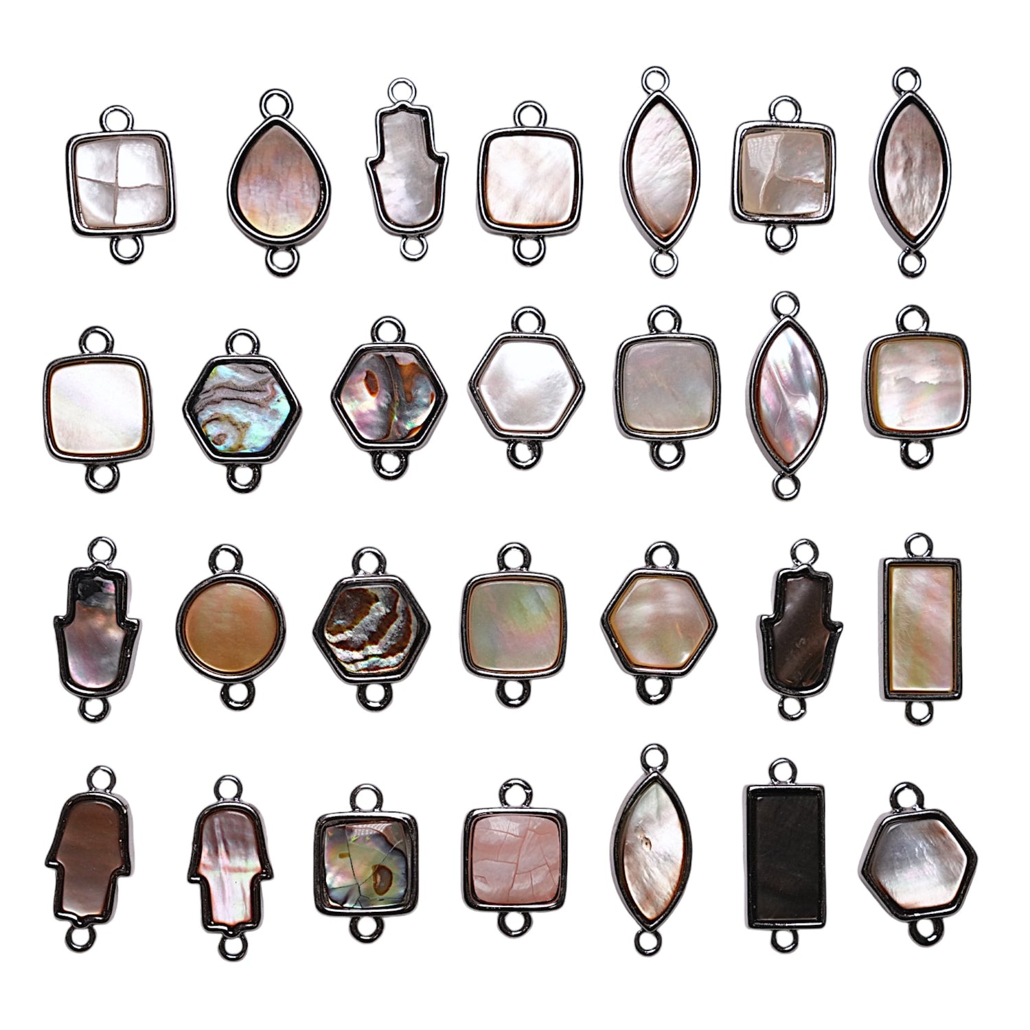 5 connecteurs en nacre naturelle et laiton argenté aléatoire - Foliesbijoux