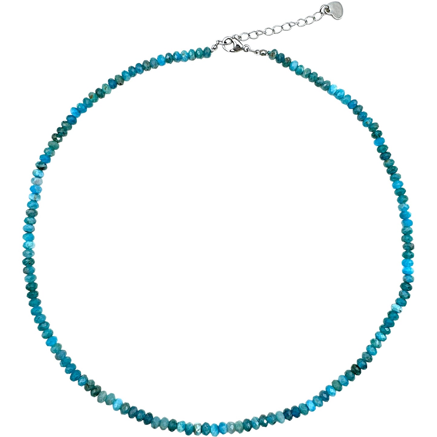 Collier apatite bleue 3x4mm acier inoxydable doré/argenté