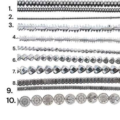 Fil de perle Hématite electroplaquée argenté HEA (270 à 280)