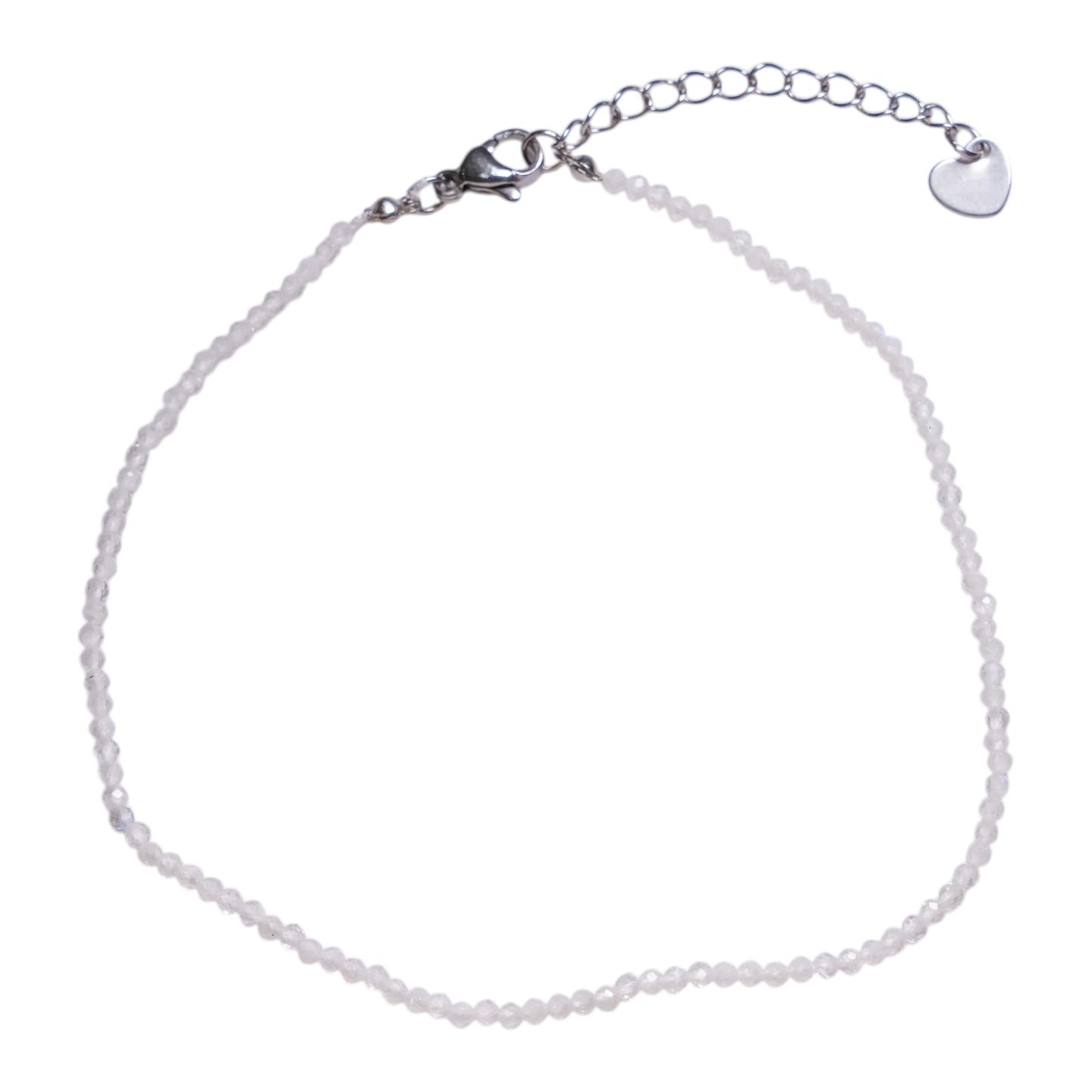 Bracelet/chaine de cheville Pierre de lune perle facetté 2-3 mm avec fermoir acier inoxydable