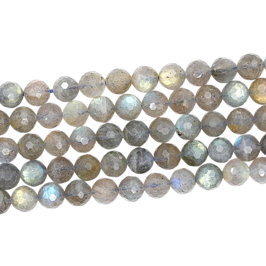 Fil de perles facettées labradorite A+ 8 mm