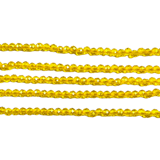 Fil Cristal facetté 2mm teinté jaune