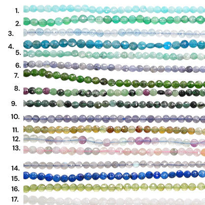 Fil de perle en rond facetté 4 mm (27 pierres disponible)