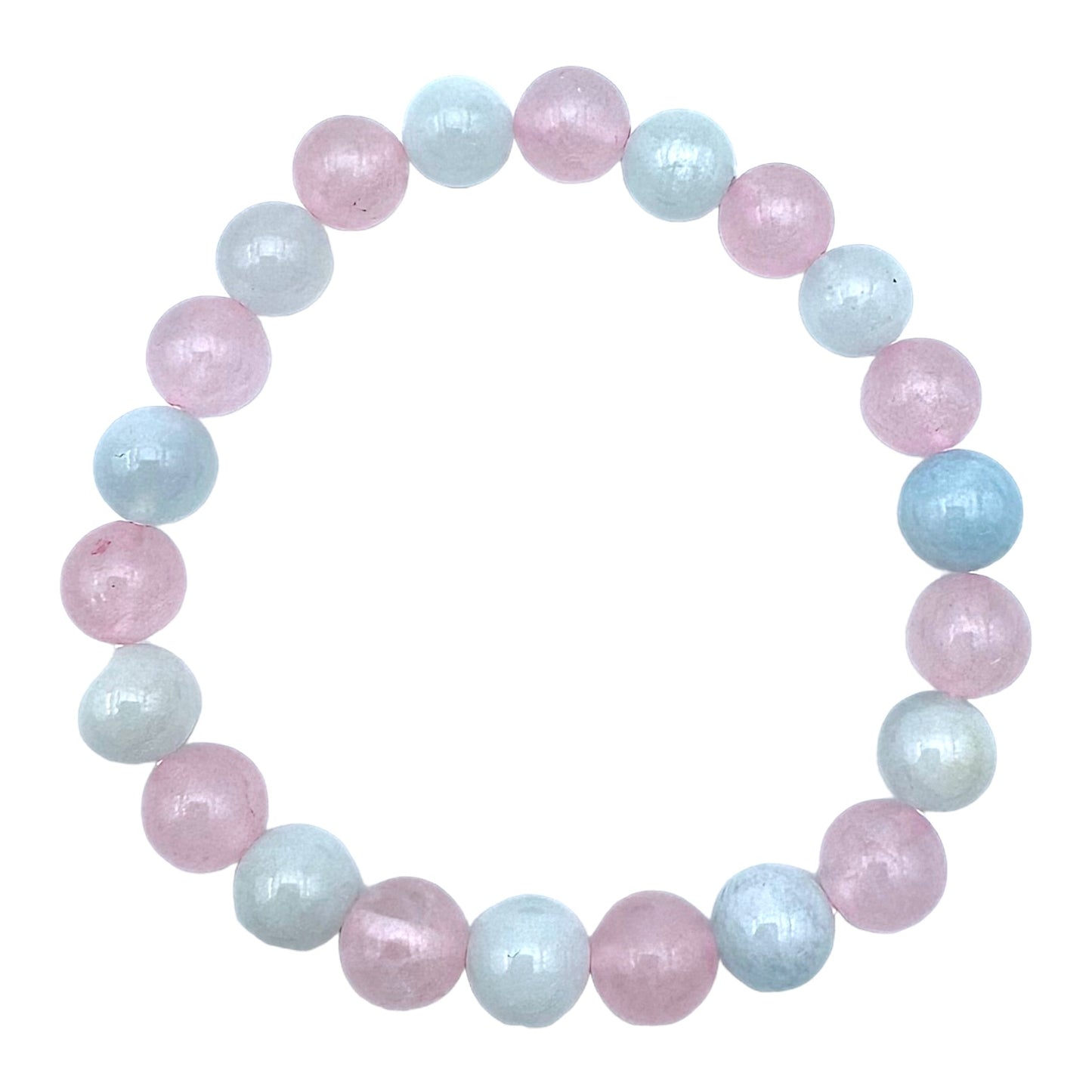 Bracelet Équilibre amoureux AA— Aigue-Marine, Quartz rose (numéro 9)