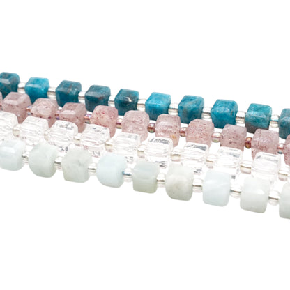 Fil de perles cube facetté 8x8 mm (4 pierres disponibles)