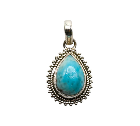 Pendentif Larimar de Republique dominicaine & argent 925