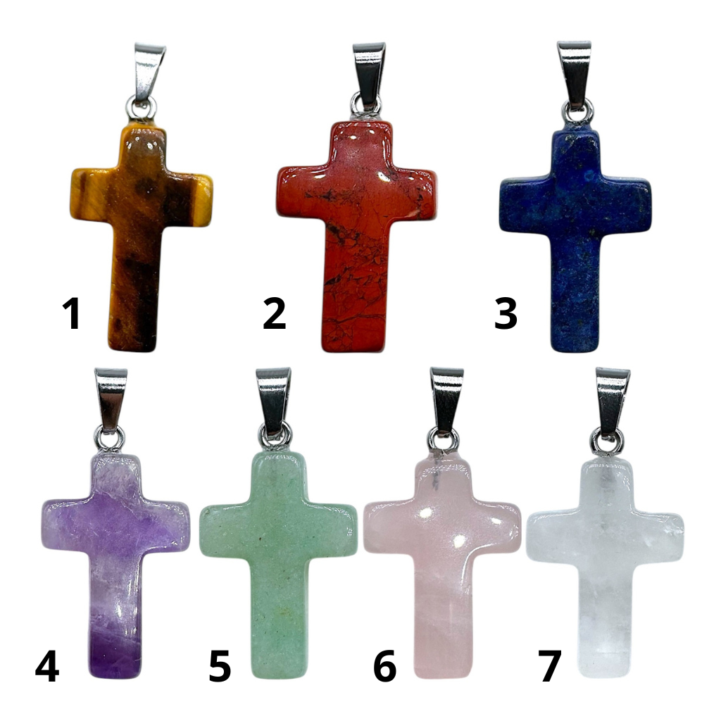 Pendentif croix en pierre naturelle 18x25x6 mm (bélière incluse)