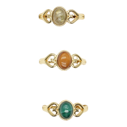 Bague en laiton rhodié doré & pierre naturelle (Réglable) #10