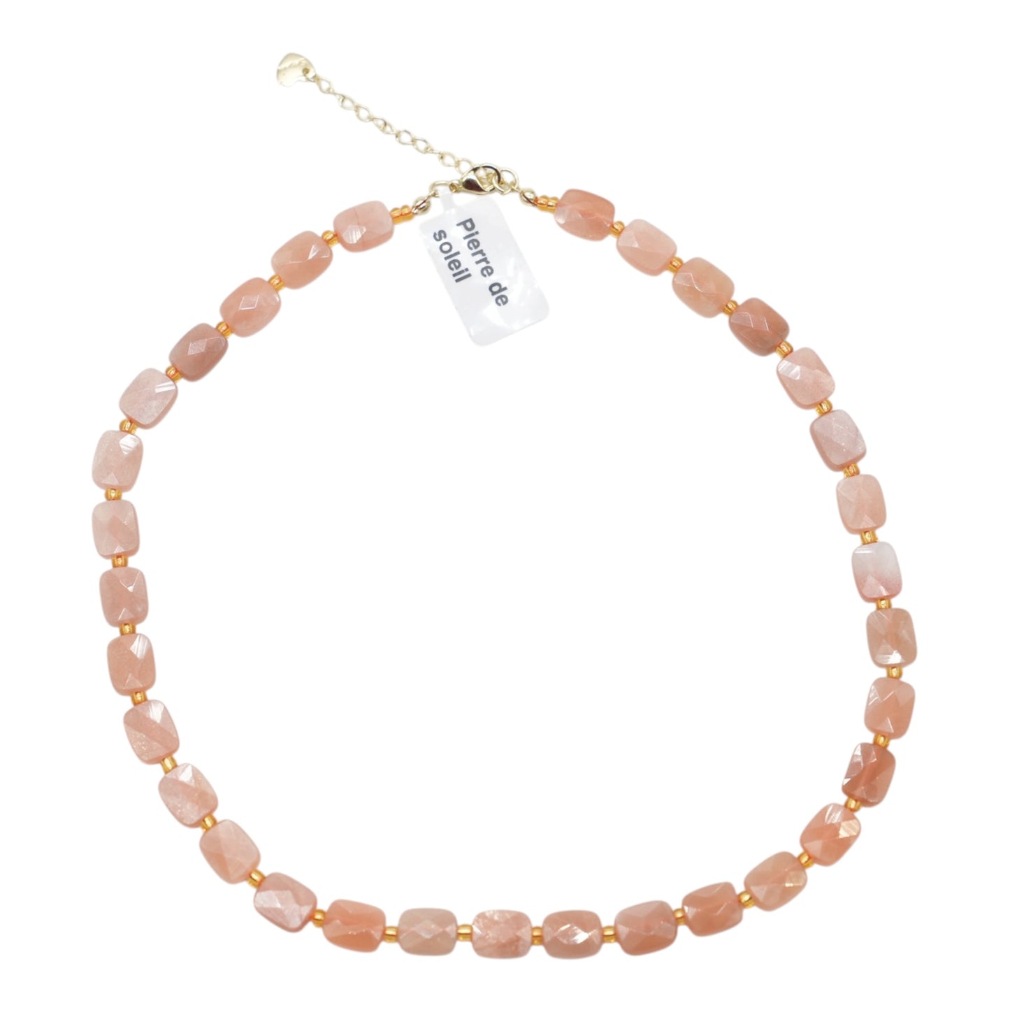 Collier 43 cm 8x10 mm rectangulaire facetté en acier inoxydable dorée (11 pierres disponibles)