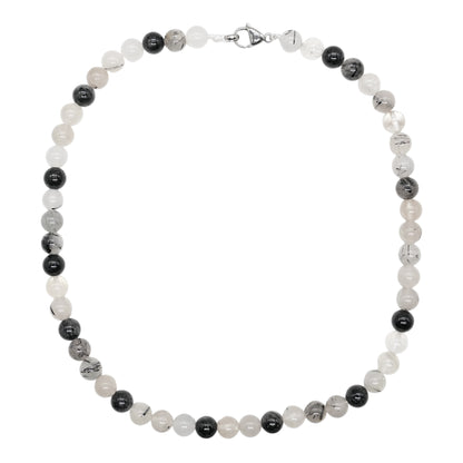 Collier boule Quartz tourmaline