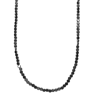 Collier sautoir 70 cm Hématite electroplaquée argenté 4mm forme rond CHA-4