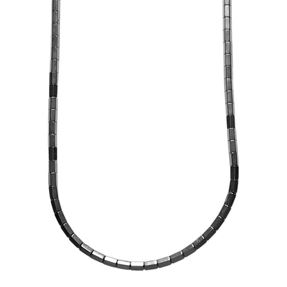 Collier sautoir 70 cm Hématite electroplaquée argenté 4x5 mm Cylindre CHA-5