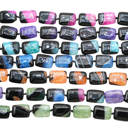 Fil de perles en Agate chauffée Rectangulaire plate 15x20 mm (7 pierres disponible)