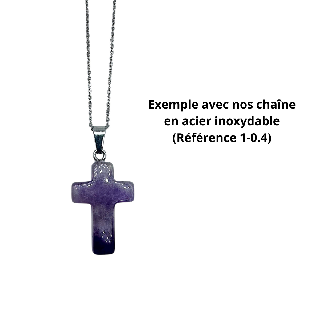 Pendentif croix en pierre naturelle 18x25x6 mm (bélière incluse)