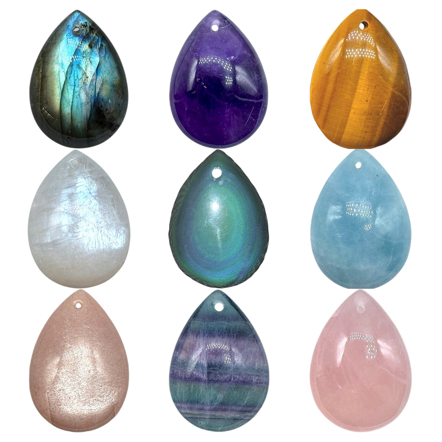 Pendentif forme goutte percé devant (47 pierres différentes) (bélière non incluse) - Foliesbijoux