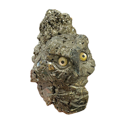 Statue Hibou pyrite du Pérou 1.4kg 13x10x7cm