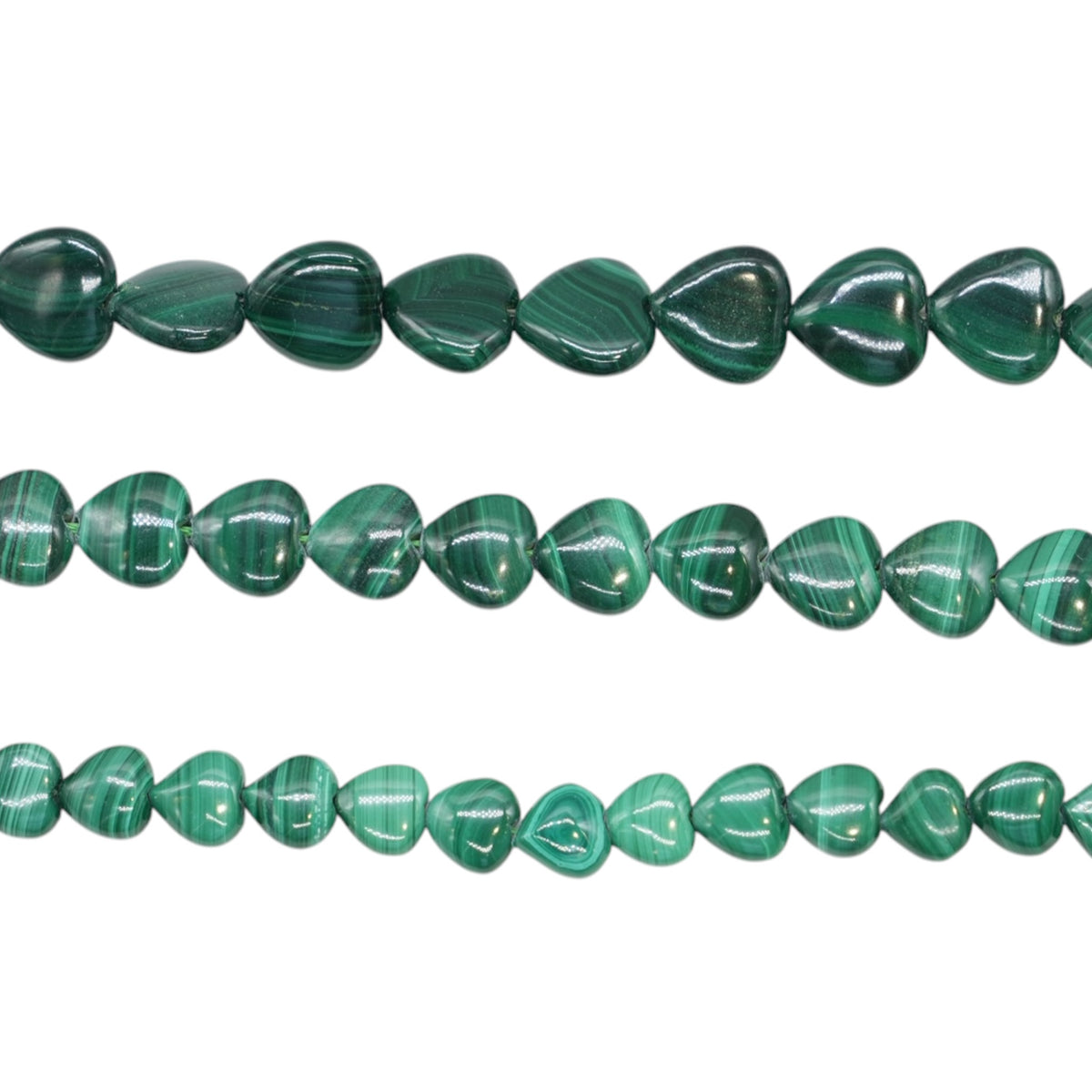 Fil de perles Malachite forme coeur (3 tailles disponible)