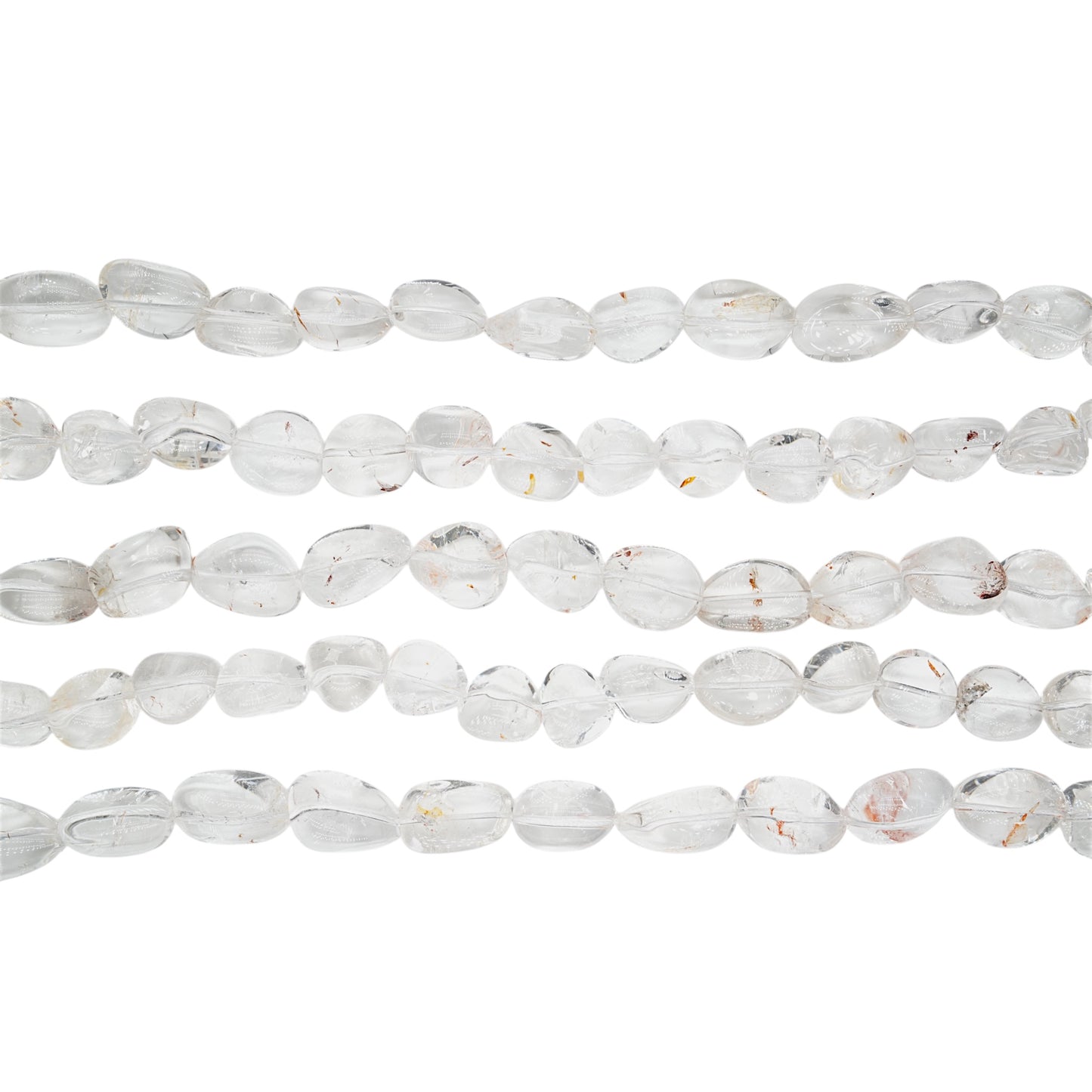 Fil de perles en Cristal de roche avec inclusion 25x15 mm