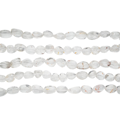 Fil de perles en Cristal de roche avec inclusion 25x15 mm