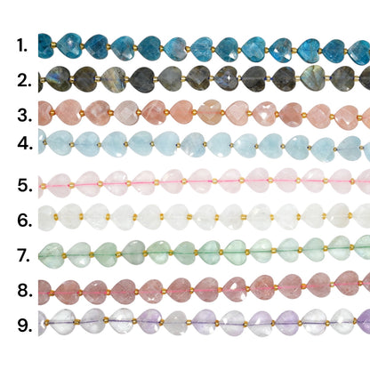 Fil de coeur facetté en pierre naturelle 12 mm (21 pierres disponible)