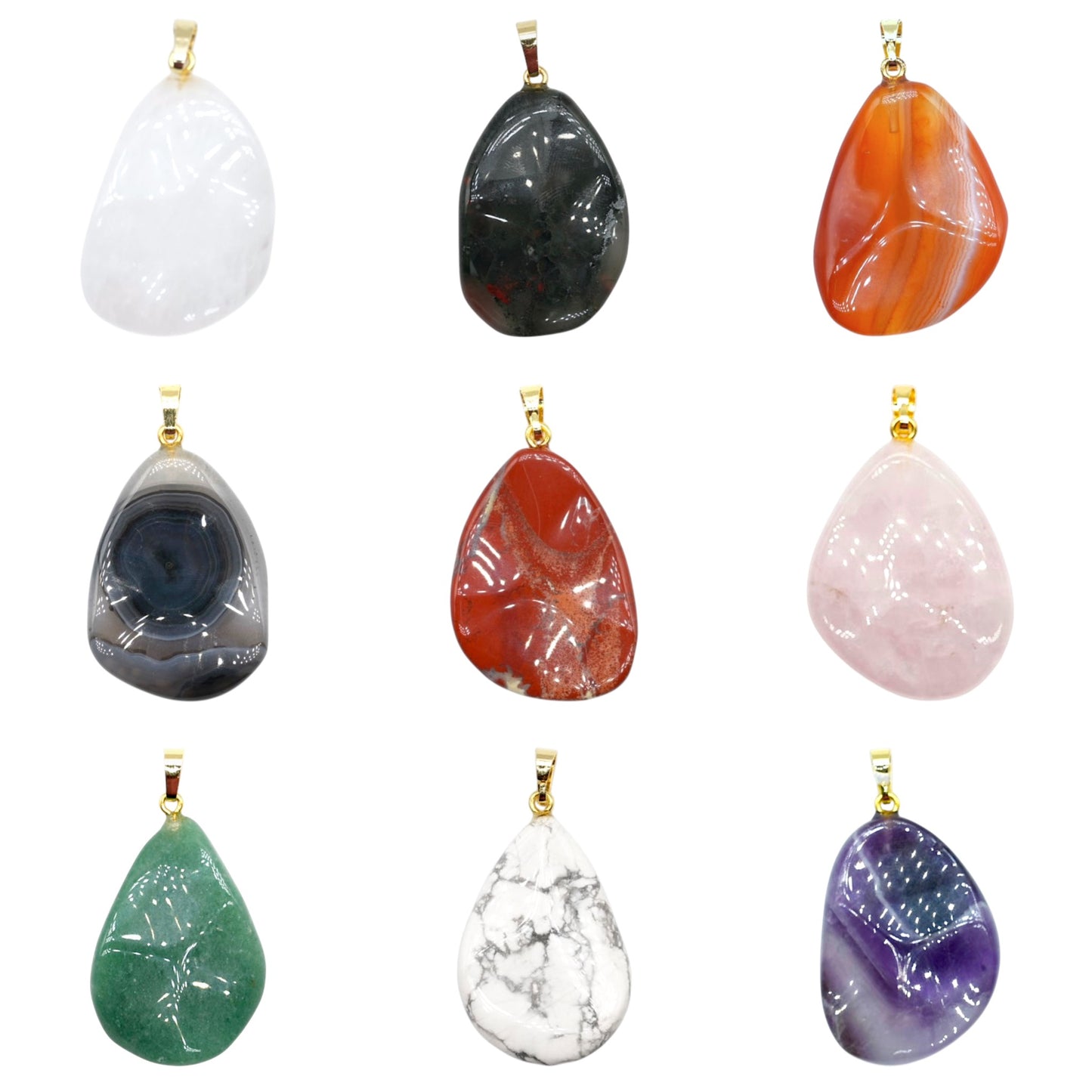 Free-form pendant 28x36x9 mm (11 stones available) (gold or silver bail included)