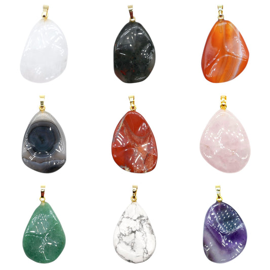 Pendentif forme libre 28x36x9 mm (11 pierres disponible) (bélière doré ou argenté incluse)