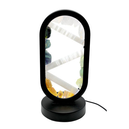 Lampe en pierre naturelle ovale avec sélénite