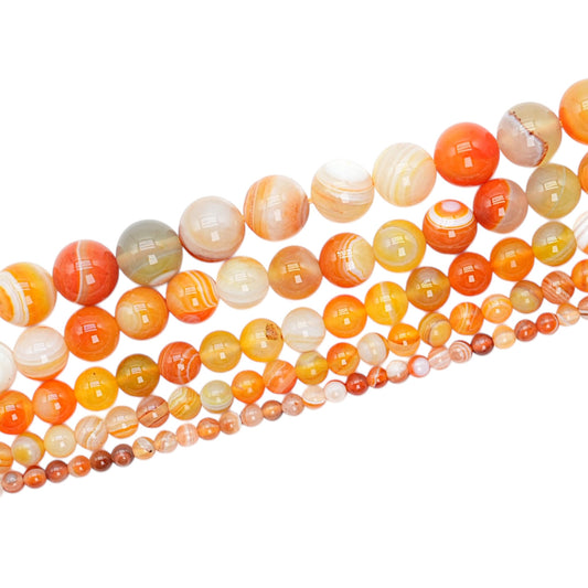 Orange Heated Agate Bead Strand