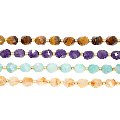 Fil de perles boule facetté 8 mm (4 pierres disponible)