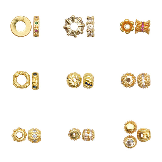 Lot de 20 breloques intercalaire en laiton doré (17 modèles disponible)