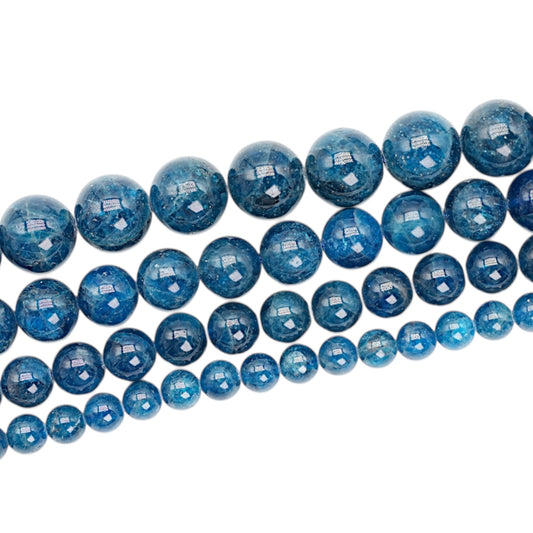 Fil de Perle Apatite bleue foncée AA