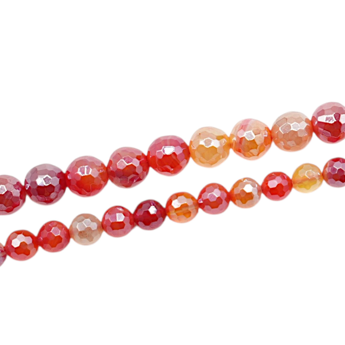 Fil de perles Agate orange MULTI facettée ronde