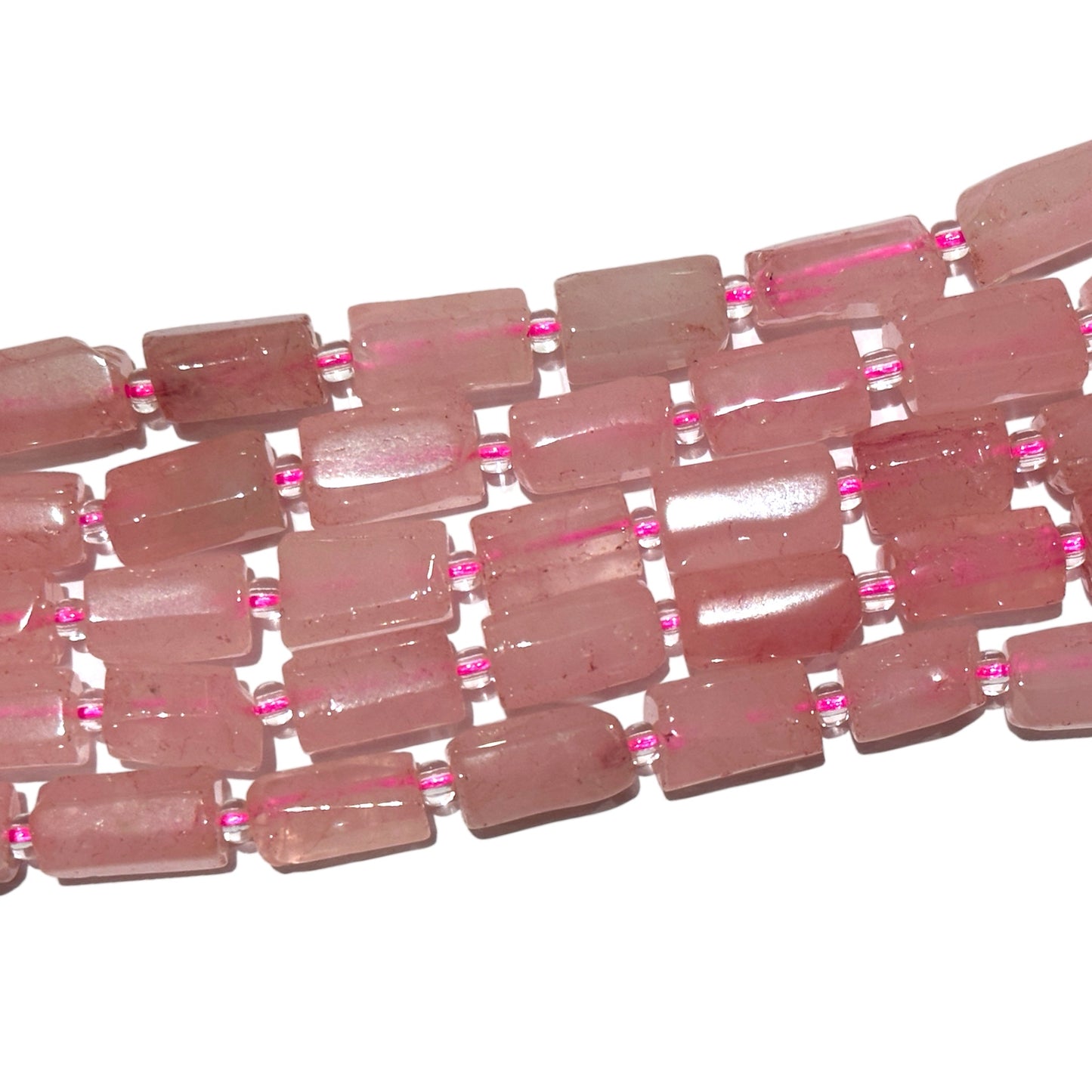 Fil de Quartz rose en rectangle 8x12mm