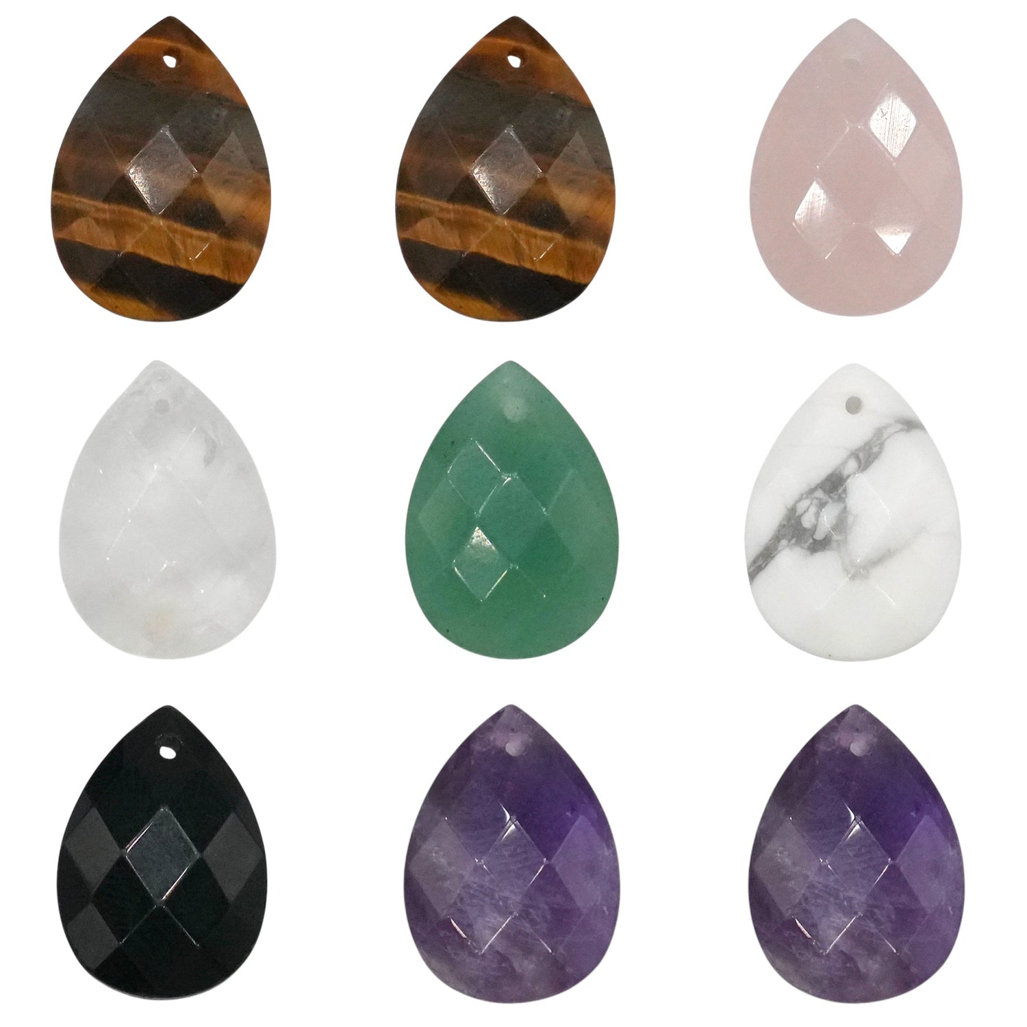 Pendentif goutte facettée 13x18x6 mm (7 pierres disponibles) (bélière non incluse) - Foliesbijoux