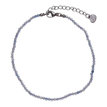 Bracelet/chaine de cheville labradorite perle facetté 2-3 mm avec fermoir acier inoxydable