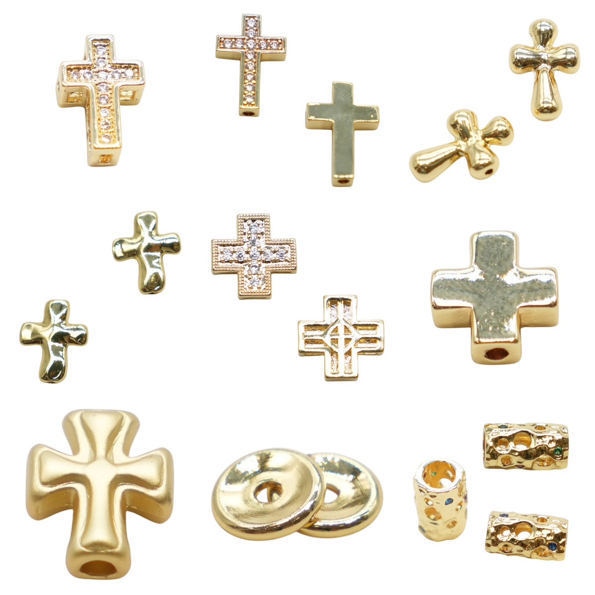 Set of 20 gold-plated brass spacer charms (17 designs available)