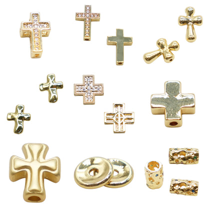 Set of 20 gold-plated brass spacer charms (17 designs available)
